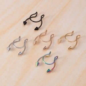 ⛓️ Awesome Single Pierce-less Double Septum Ring Style Hoop Spikes In Various